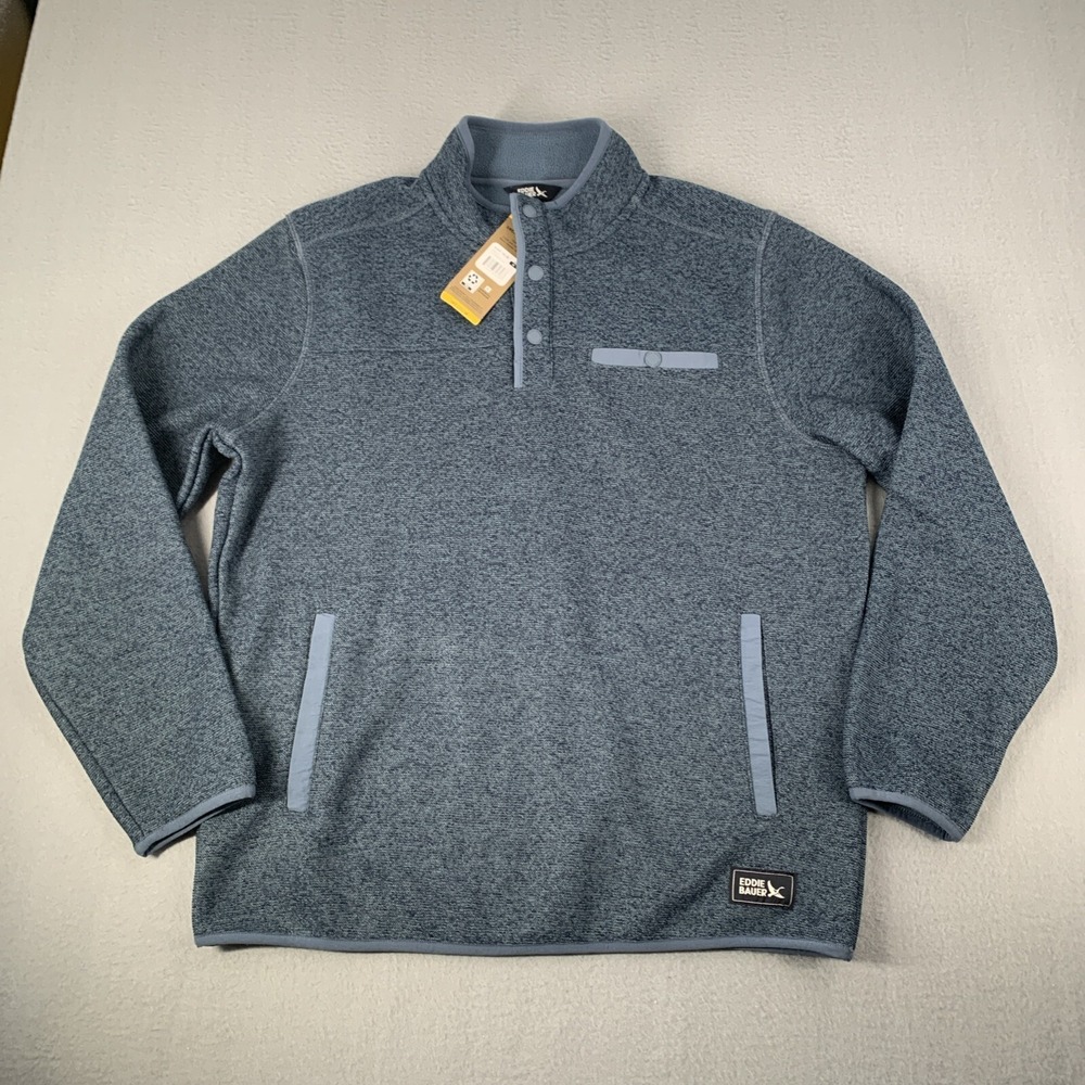 Eddie Bauer Sweater Men's M Blue Pullover‎ Fleece Golf Outdoors Normcore Hipster